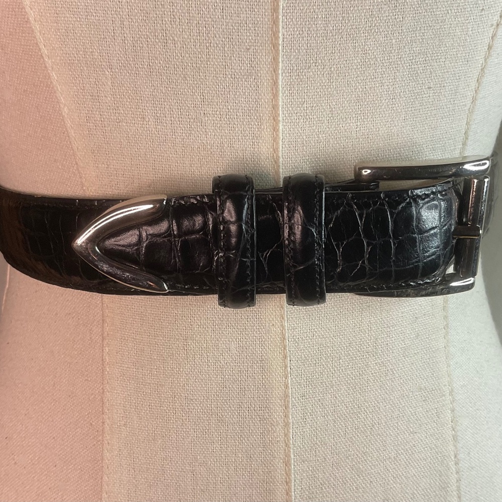 Crookhorn Bella CROC  Belt USA Handmade Size  35in/85cm pristine vintage
